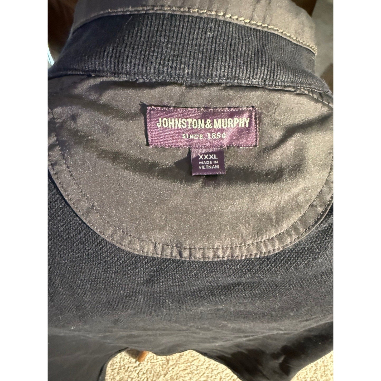 Johnston & Murphy Men’s XXXL Full Zip Jacket Black Gray Cotton Blend