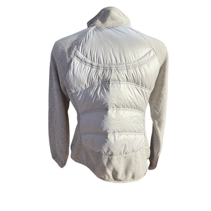 London Fog Women’s Down Puffer Knit Hybrid Jacket Gray Zip Front Size L NWT