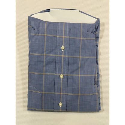 Gitman Bros McNair 17 34 Blue Glen Plaid Dress Shirt Made USA NOS