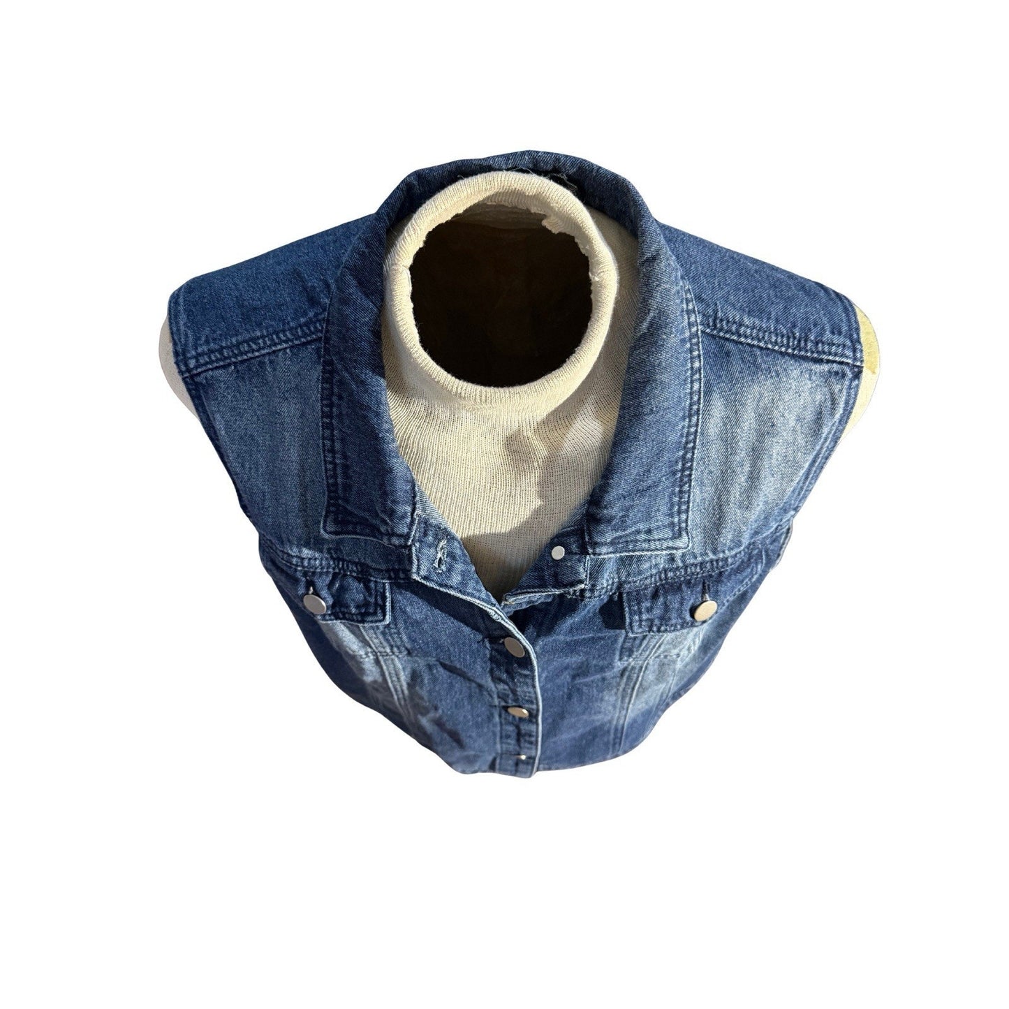 Agnes Orinda Women’s 3X Denim Vest Blue Jean Button Front 100% Cotton