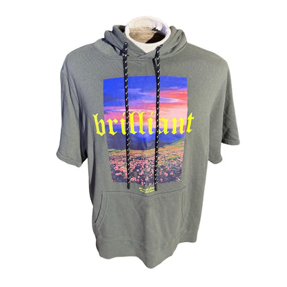 No Boundaries Men's Hoodie with Short Sleeves Green Size 2XL (50-52)