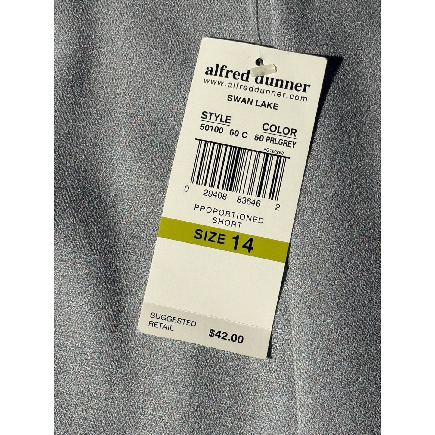 Alfred Dunner Swan Lake Pants Women’s 14P Gray Pull-On Elastic Waist New