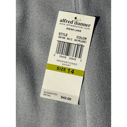 Alfred Dunner Swan Lake Pants Women’s 14P Gray Pull-On Elastic Waist New