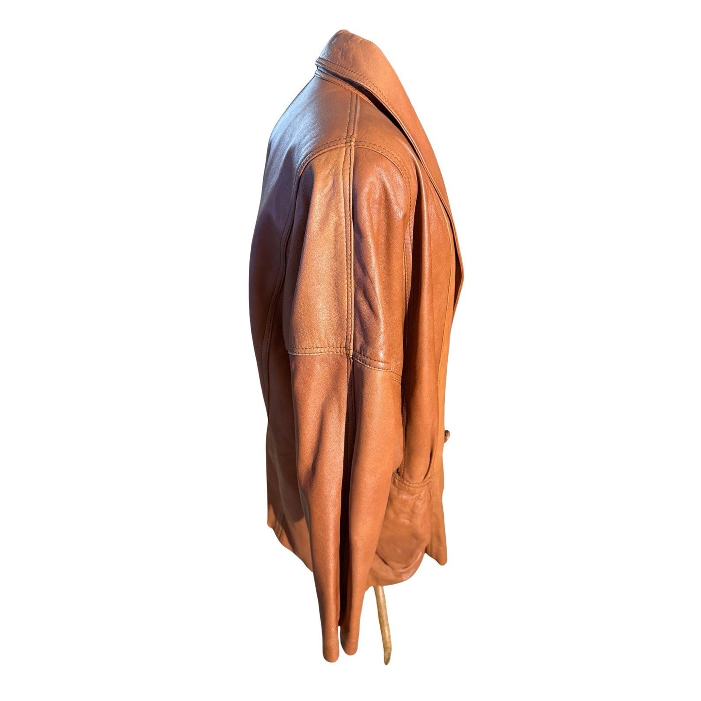 Vintage 80s Women Leather Blazer Jacket Black Echtes Leder L 271