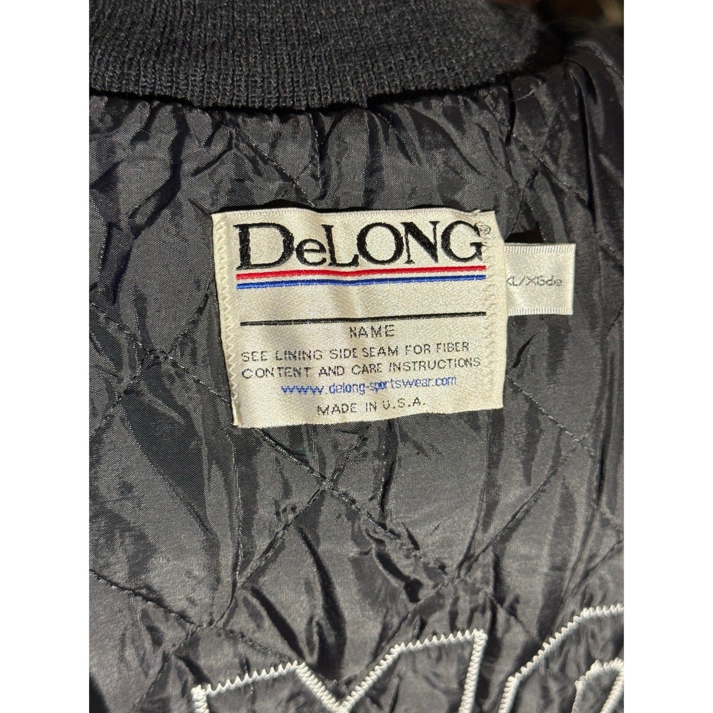 Vintage DeLong Varsity Jacket XL Black Red OMC Staff Oklahoma Motor Sports Cente