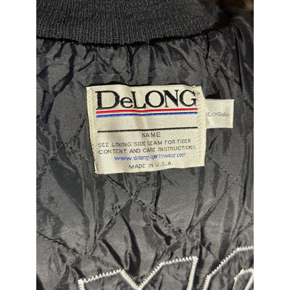 Vintage DeLong Varsity Jacket XL Black Red OMC Staff Oklahoma Motor Sports Cente