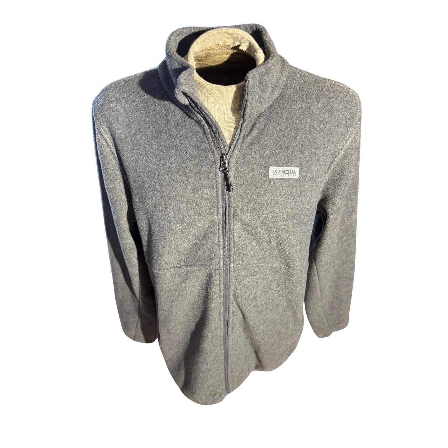 Magellan Outdoors Men’s L Classic Fit Full Zip Fleece Jacket Gray Recycled