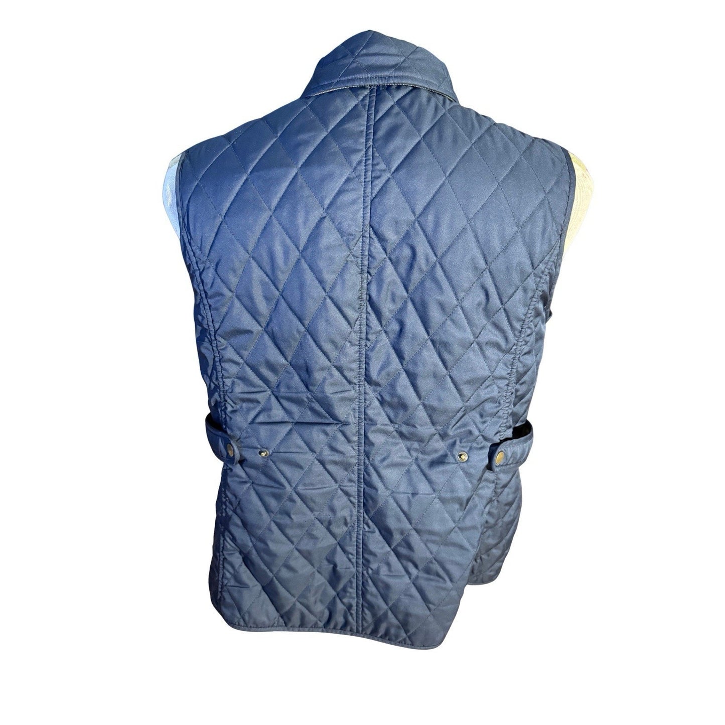 L.L. Bean Women’s Quilted Vest XL Blue Plaid Lining Snap Front Winter