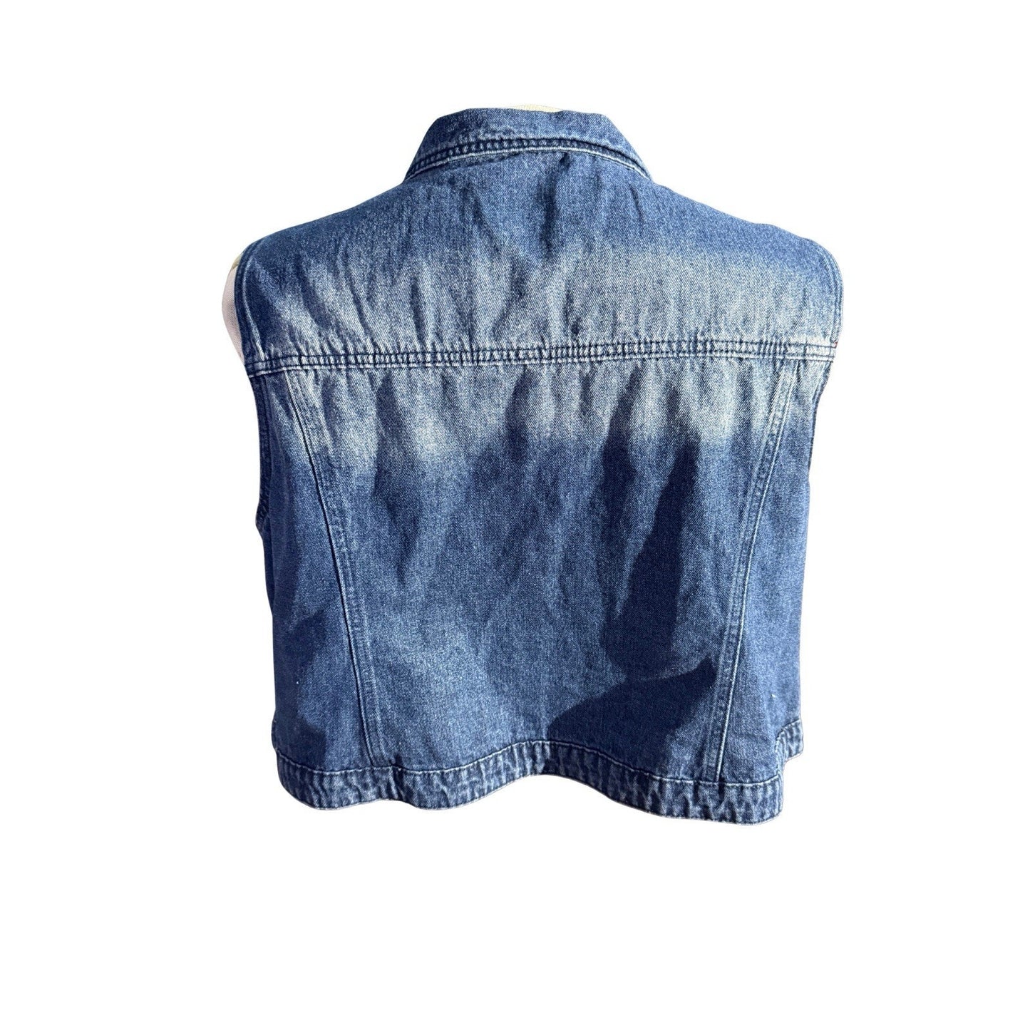 Agnes Orinda Women’s 3X Denim Vest Blue Jean Button Front 100% Cotton