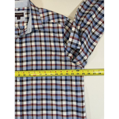 Johnston & Murphy Button Down Shirt Mens XL Plaid Cotton Long Sleeve