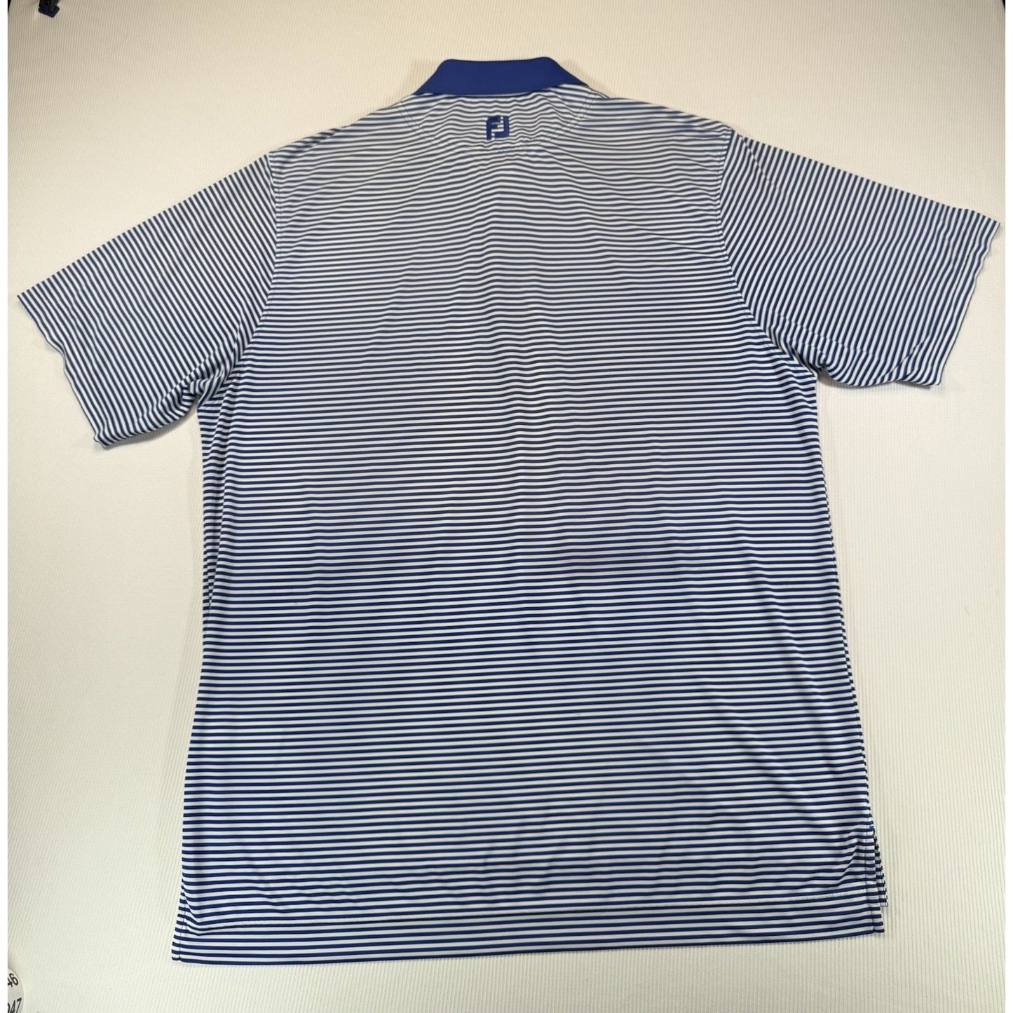 FootJoy FJ Golf Polo Shirt Mens Large Blue White Striped Performance