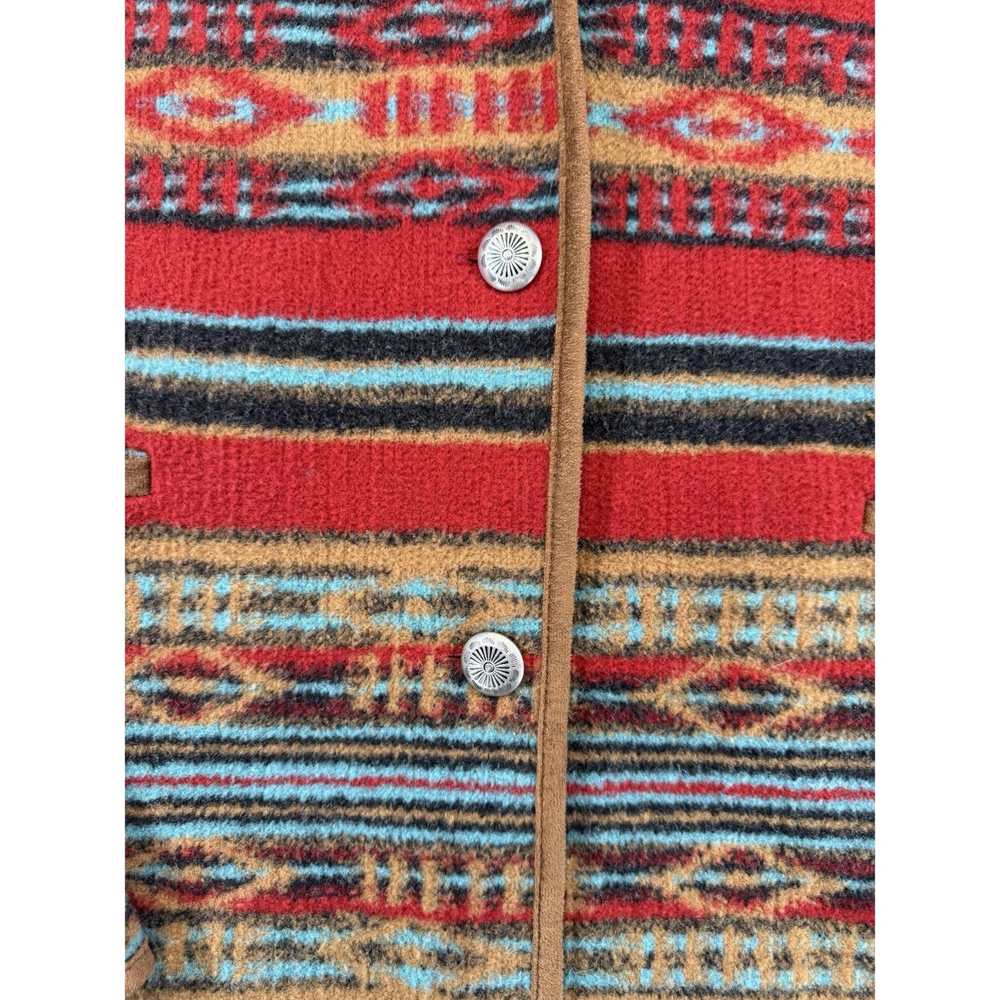Upcountry Du Monde Southwestern Aztec Fleece Jacket Womens M Button Front