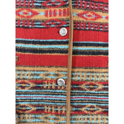 Upcountry Du Monde Southwestern Aztec Fleece Jacket Womens M Button Front