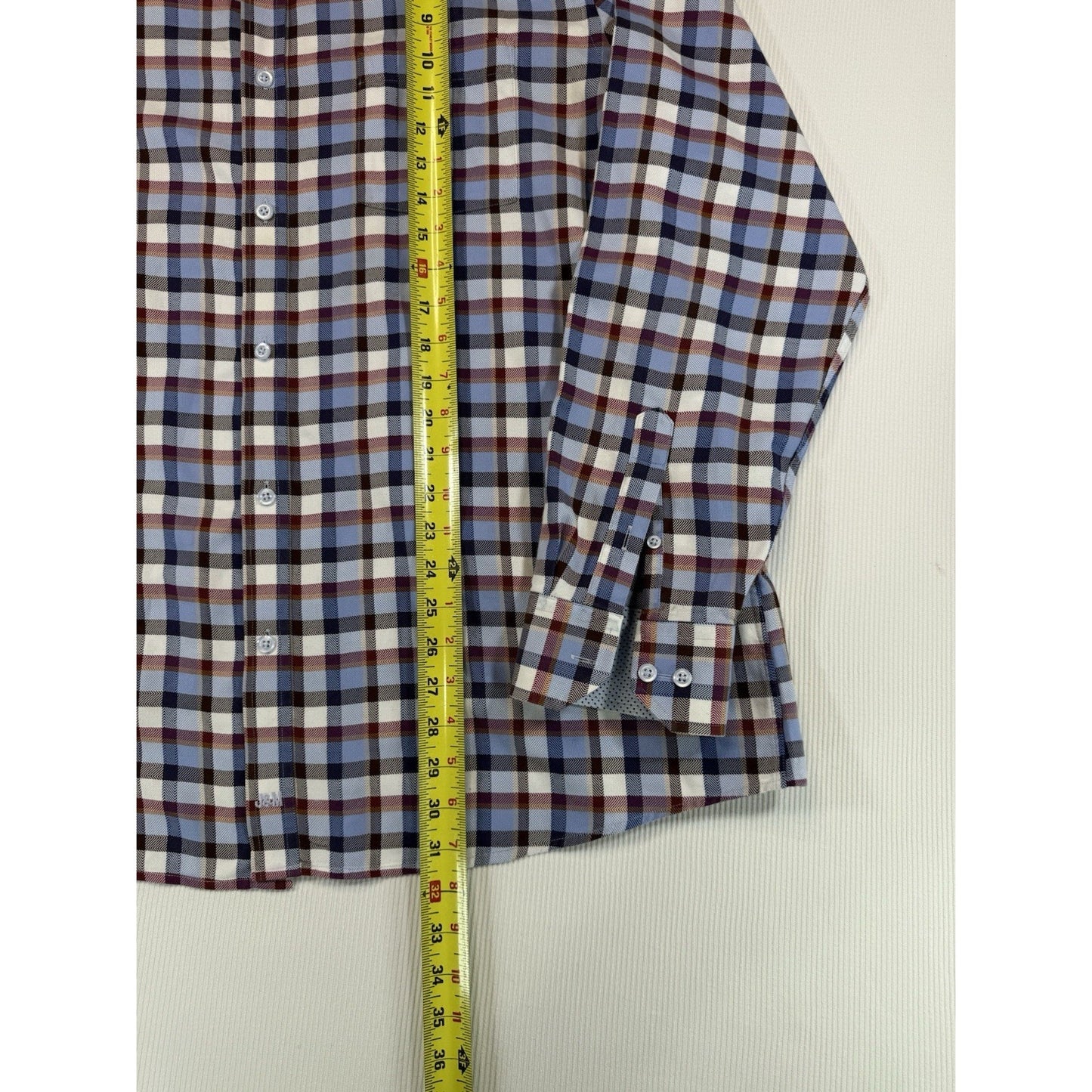 Johnston & Murphy Button Down Shirt Mens XL Plaid Cotton Long Sleeve