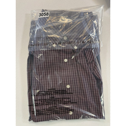 NWT Ralph Lauren Golf Tilden L Burgundy Windowpane Button Down Shirt 100% Cotton