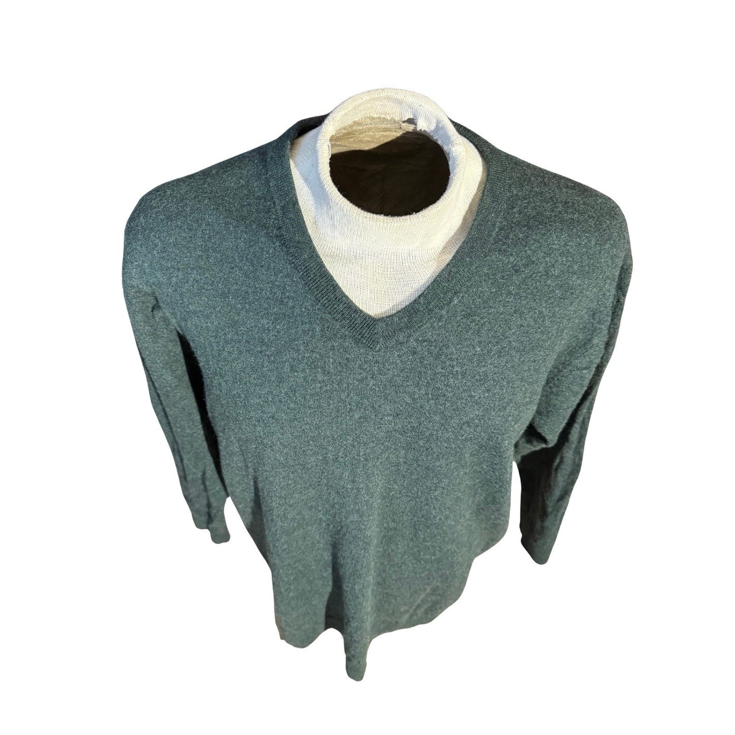 Hart Schaffner Marx Merino Wool Sweater 3XB Fits Like L Green V-Neck Pullover
