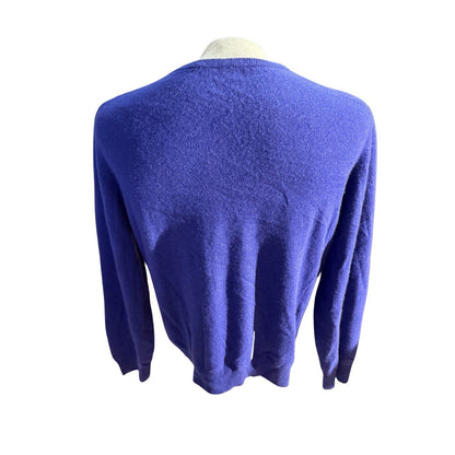 Alan Flusser Purple V Neck Cashmere Sweater Size Large