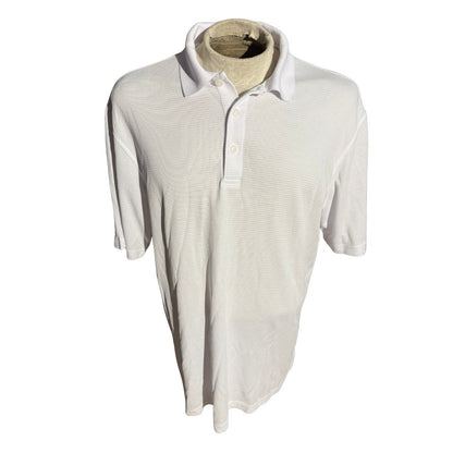 Bugatchi Men’s Polo Shirt XL White Modal Blend Soft Touch Textured Knit Classic
