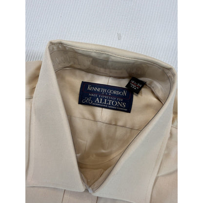 Kenneth Gordon Alltons Dress Shirt 16.5 34 USA Tan Beige Cotton