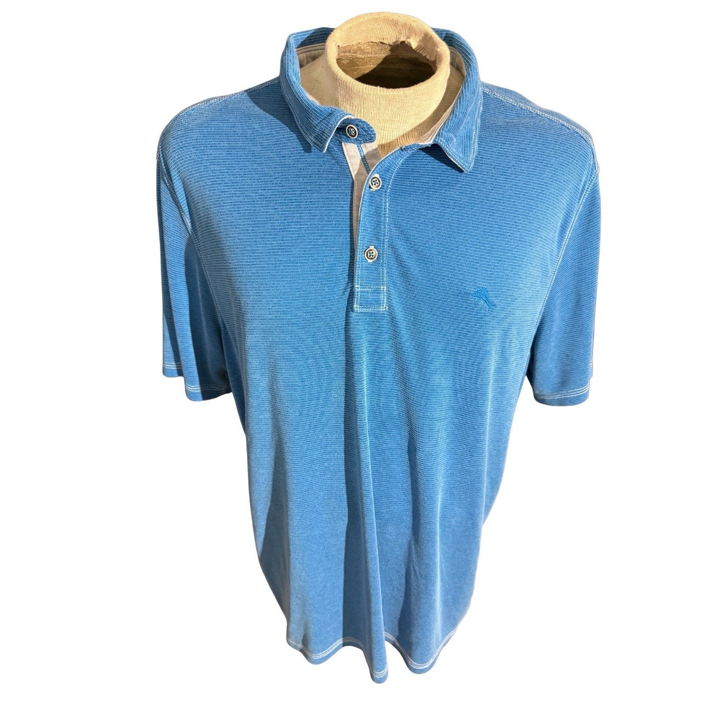 Tommy Bahama Men's Polo Shirt Size XXL Blue Solid Logo Cotton Preppy Tropical
