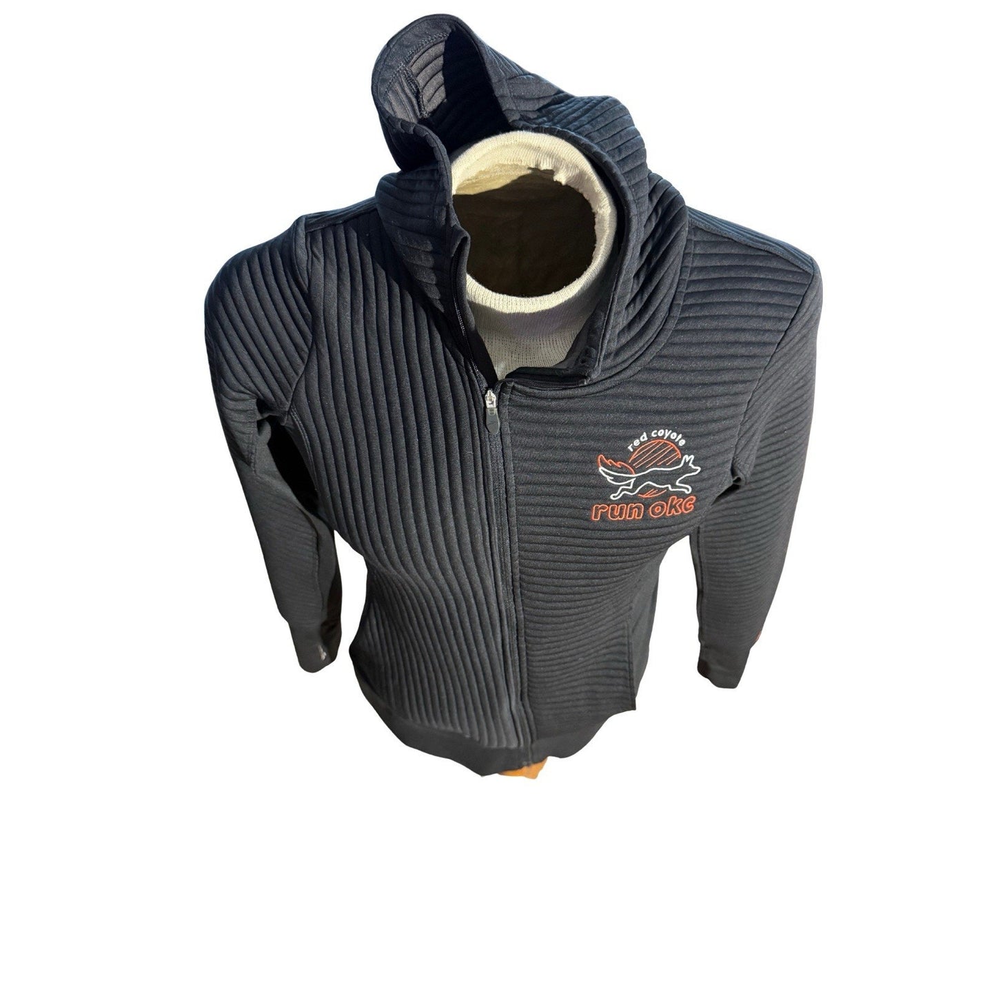 Brooks Run OKC Red Coyote Ribbed Full Zip Hoodie Black Women’s Medium