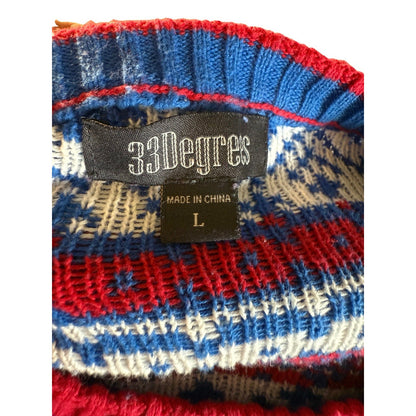 33 Degrees Christmas Sweater Men’s L Gnome Fair Isle Ugly Holiday Pullover 259