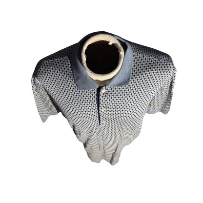 Bobby Jones Polo Shirt XL Made in Italy Blue Geometric Cotton Knit Golf