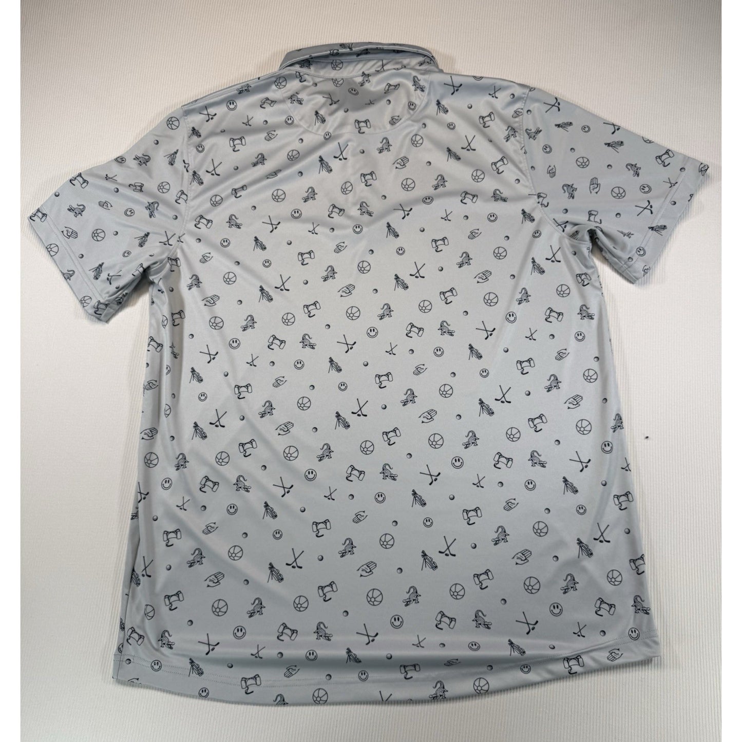 Swannies Golf Polo Shirt XL Big Sky Montana Gray Print Performance Polo