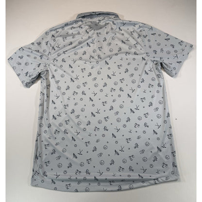 Swannies Golf Polo Shirt XL Big Sky Montana Gray Print Performance Polo