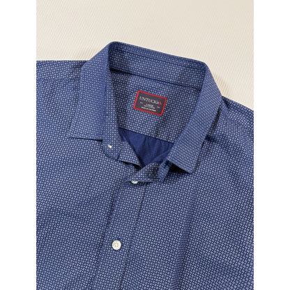 UNTUCKit Button Down Shirt Mens L Blue Micro Print Long Sleeve Cotton