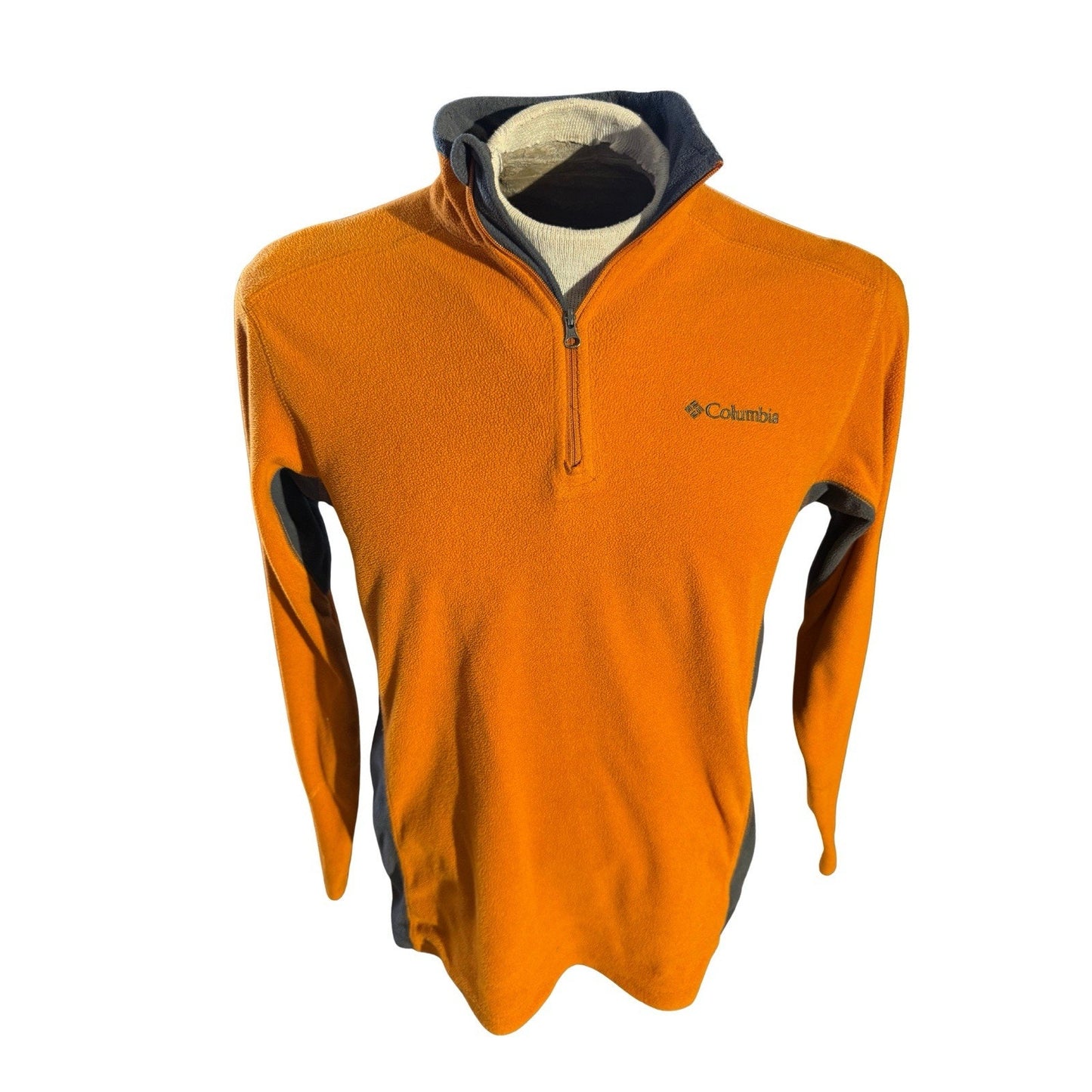 Columbia Mens Fleece Jacket Orange Quarter Zip Size XS