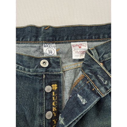 Lucky Brand Dungarees 38x30 USA Made Gene Montesano Vintage Button Fly Jeans