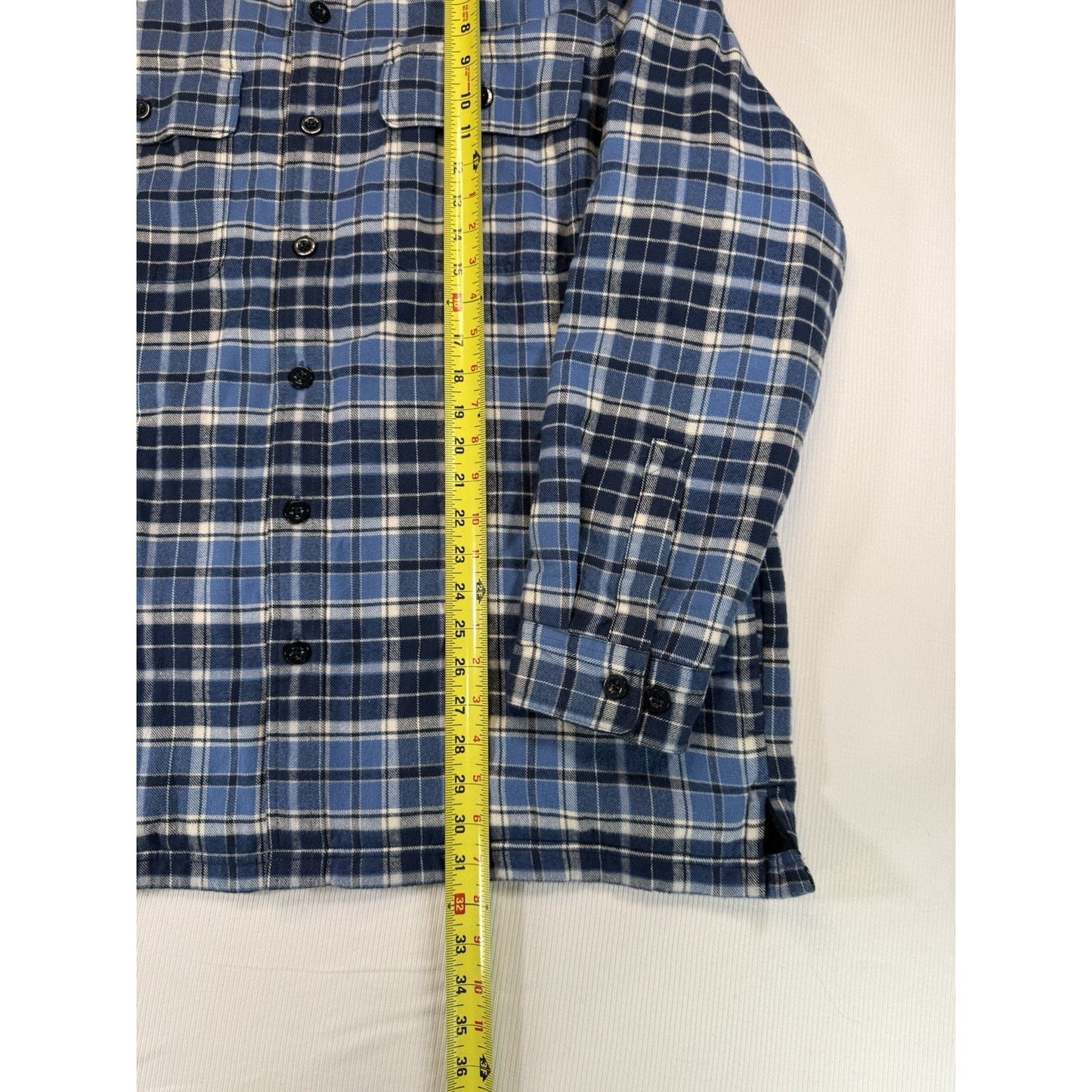 L.L.Bean Jacket Mens Large Blue Gray Plaid Flannel Fleece Lined Shirt Shacket