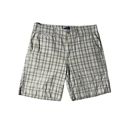 Men’s Club Room 36”W Brown/White Multi Plaid Chino Shorts 100% Cotton 9” Inseam