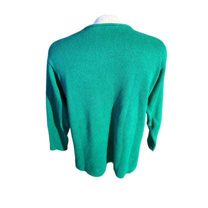 Victoria Jones Women’s Large Christmas Sweater Green Beaded Embellished Holiday