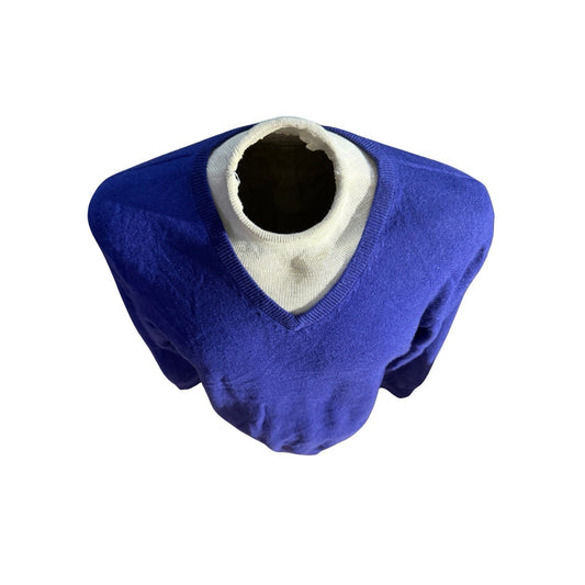 Alan Flusser Purple V Neck Cashmere Sweater Size Large