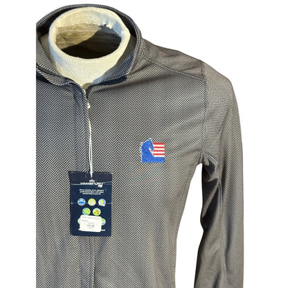 Vansport Women’s Full Zip Jacket Medium Black Herringbone Knit USA Logo