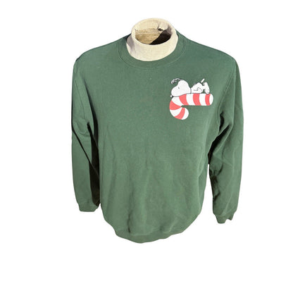 Peanuts Snoopy Candy Cane Christmas Sweatshirt Women’s XL Green Holiday 2023
