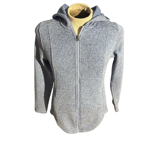 Eddie Bauer Fleece Hoodie Women Large Blue Long Sleeve Full Zip Outdoor Jacket