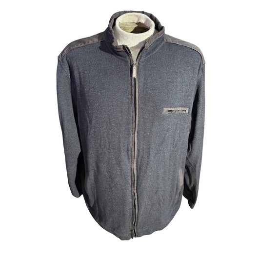 Johnston & Murphy Men’s XXXL Full Zip Jacket Black Gray Cotton Blend