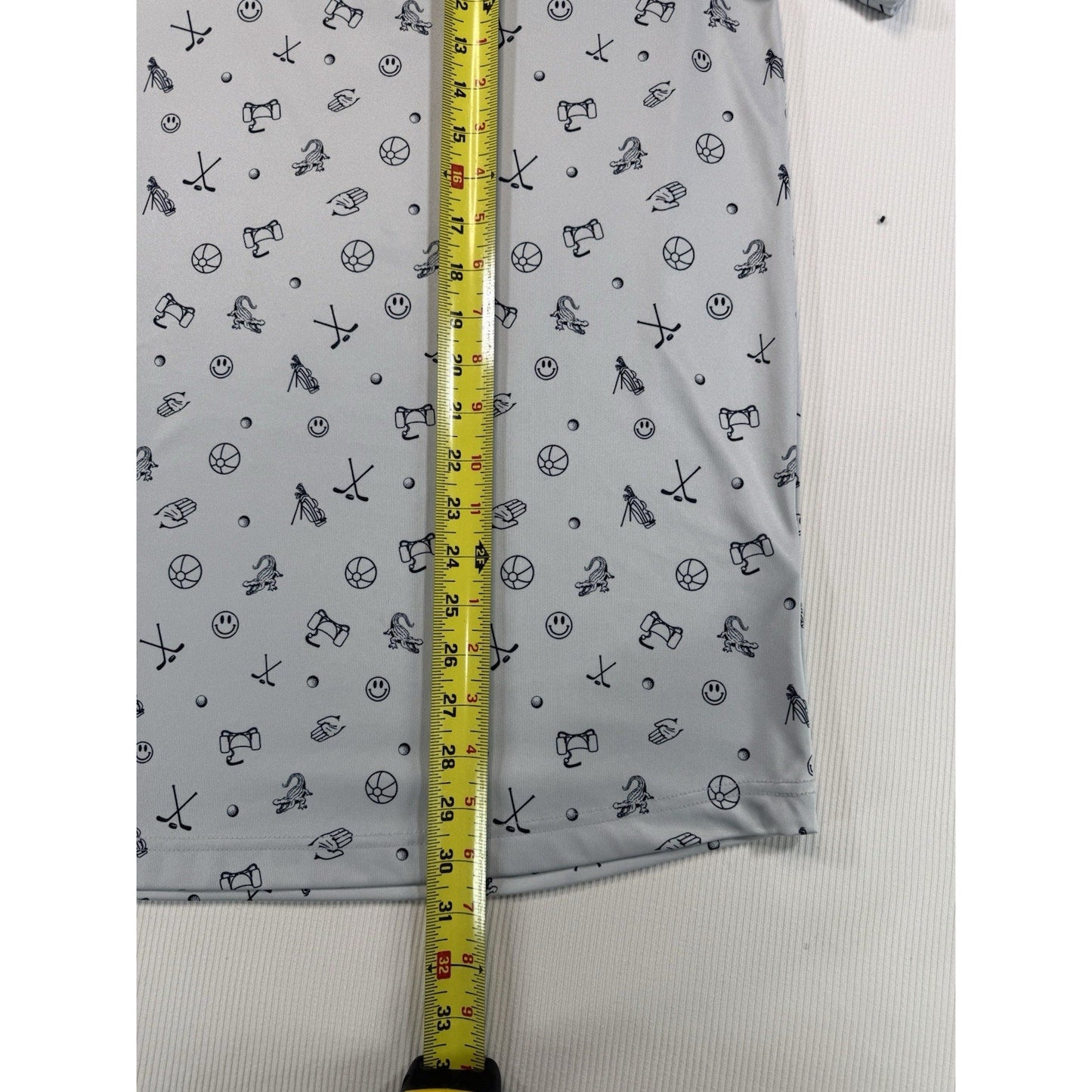Swannies Golf Polo Shirt XL Big Sky Montana Gray Print Performance Polo