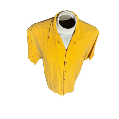 Tommy Bahama Men’s Silk Shirt L Yellow Short Sleeve Button Front Camp Casual