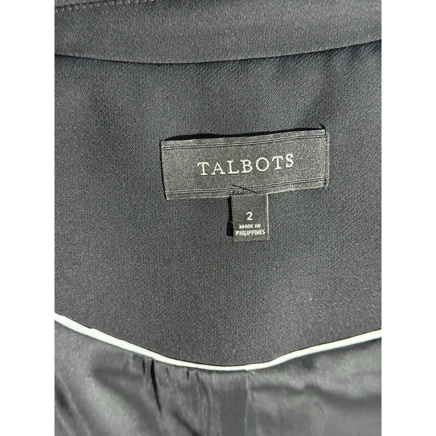Talbots Black Blazer Jacket Size 2 Women’s One Button Shawl Collar Lined