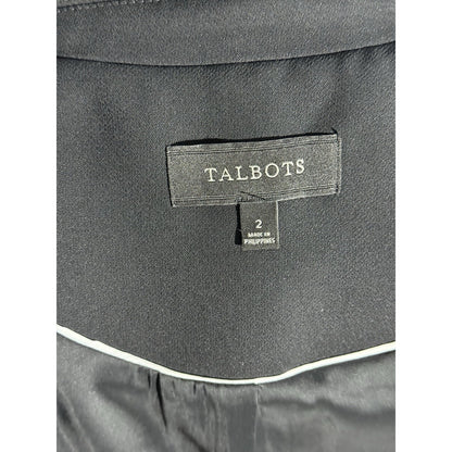 Talbots Black Blazer Jacket Size 2 Women’s One Button Shawl Collar Lined