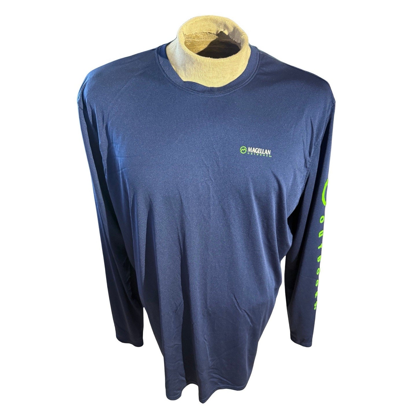 Magellan Houston Rodeo Fish Gear TShirt Mens LS Classic Blue Moisture Wick 2XL