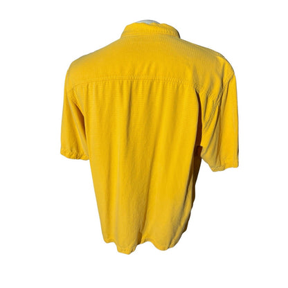 Tommy Bahama Men’s Silk Shirt L Yellow Short Sleeve Button Front Camp Casual