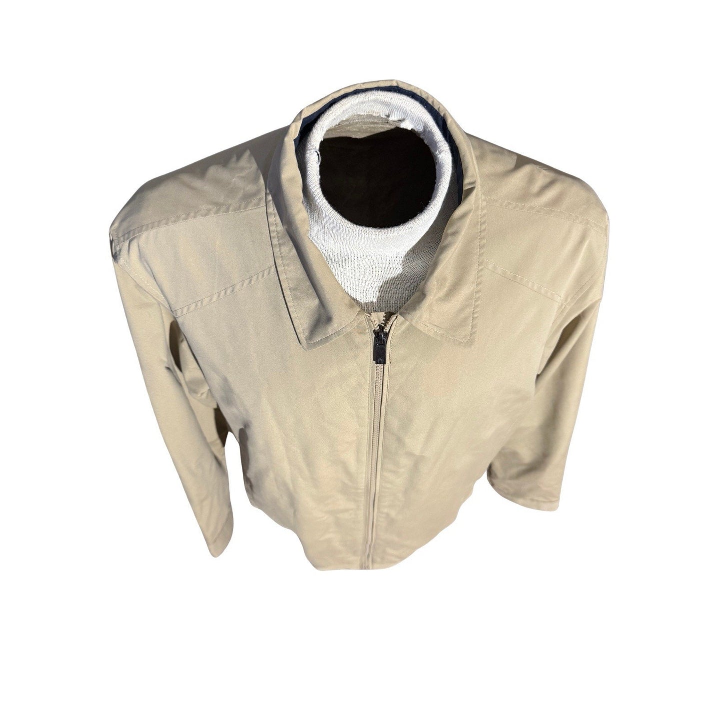 Haggar Men’s Large Tan Bomber Jacket Lightweight Zip Up Coat New Without Tags