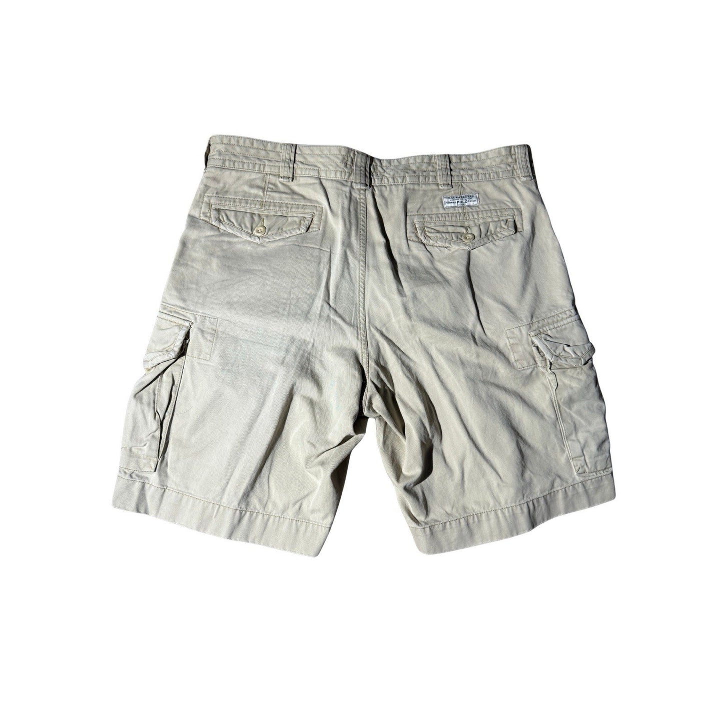 Polo Ralph Lauren Men’s Cargo Shorts 38 Khaki Beige 100% Cotton Utility Pockets