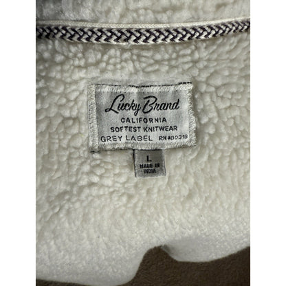 Lucky Brand Grey Label Sherpa Lined Jacket Men L Gray Full Zip Fleece Collar 275
