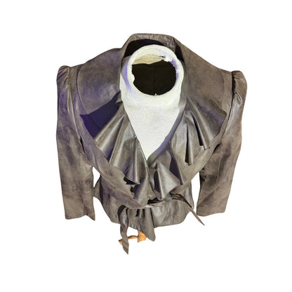 Worthington Women’s Faux Suede Ruffle Jacket Belted Brown Size L NWT